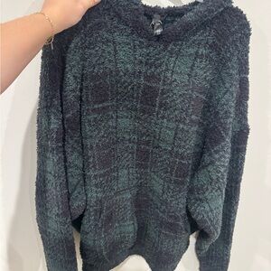 Skims cozy knit unisex hoodie cypress plaid NWT